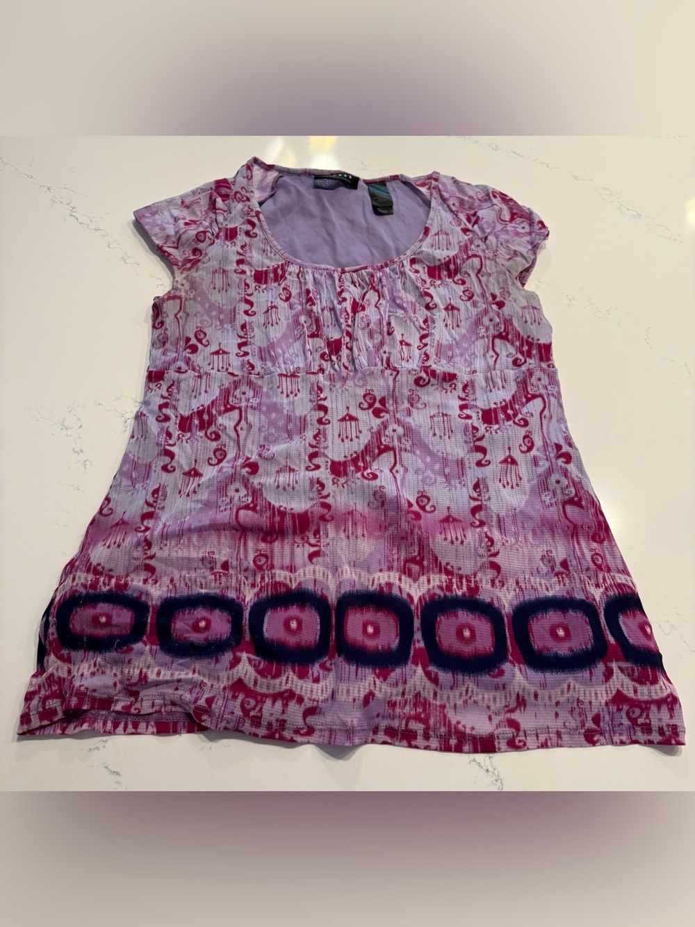 Axcess Pink and Purple Printed Scoop Neck Tunic